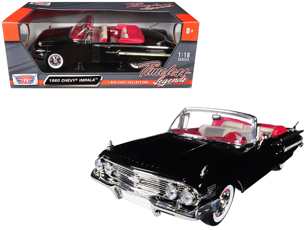 1960 Chevrolet Impala Convertible Black 1/18 Diecast Car Model by Motormax