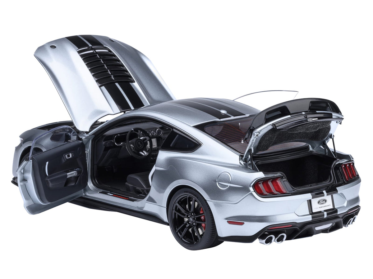 Ford Mustang Shelby GT500 Iconic Silver Metallic with Black Stripes 1/18 Model Car by Autoart