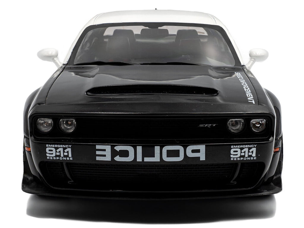 2023 Dodge Challenger Demon "Police" Black and White 1/18 Diecast Model Car by Solido