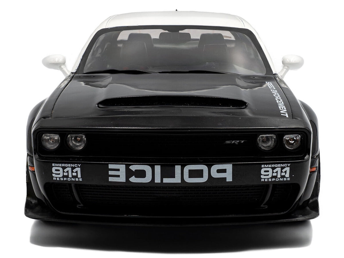 2023 Dodge Challenger Demon "Police" Black and White 1/18 Diecast Model Car by Solido