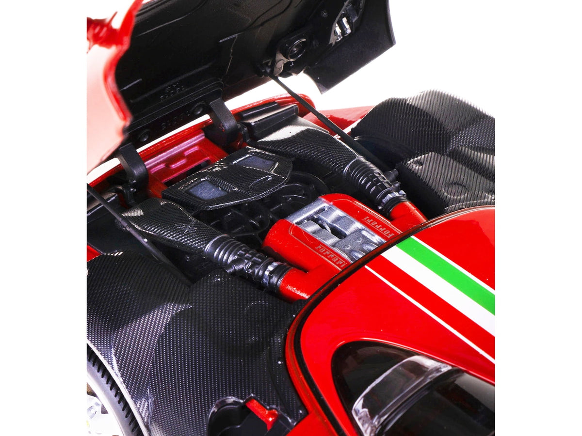 Ferrari Monza SP1 Red with Italian Flag Stripes "Signature Series" 1/18 Diecast Model Car by Bburago