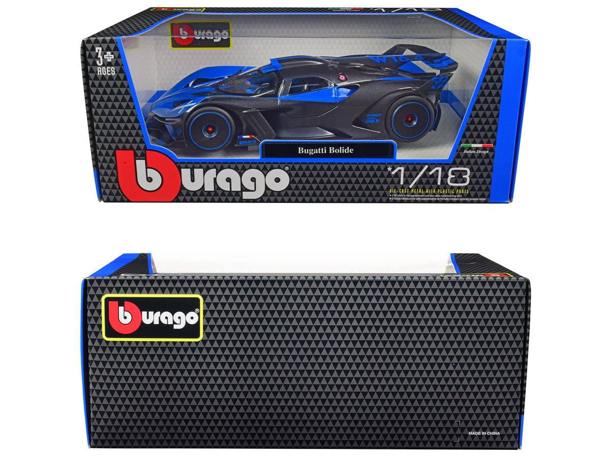Bugatti Bolide Blue and Carbon Gray 1/18 Diecast Model Car by Bburago