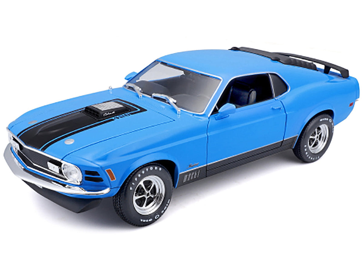 1970 Ford Mustang Mach 1 428 Blue with Black Stripes "Special Edition" 1/18 Diecast Model Car by Maisto