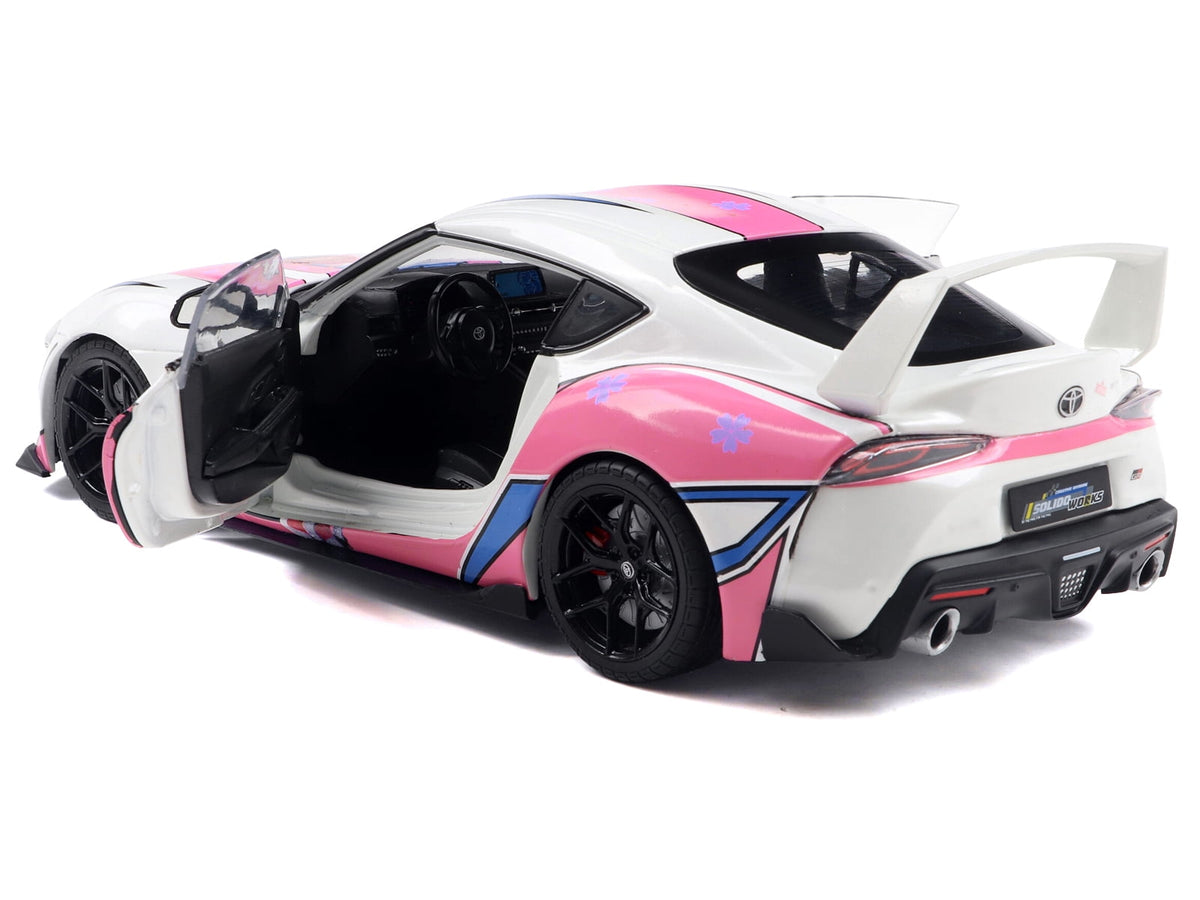 2024 Toyota GR Supra "Itasha" White with Graphics "StreetFighters" 1/18 Diecast Model Car by Solido