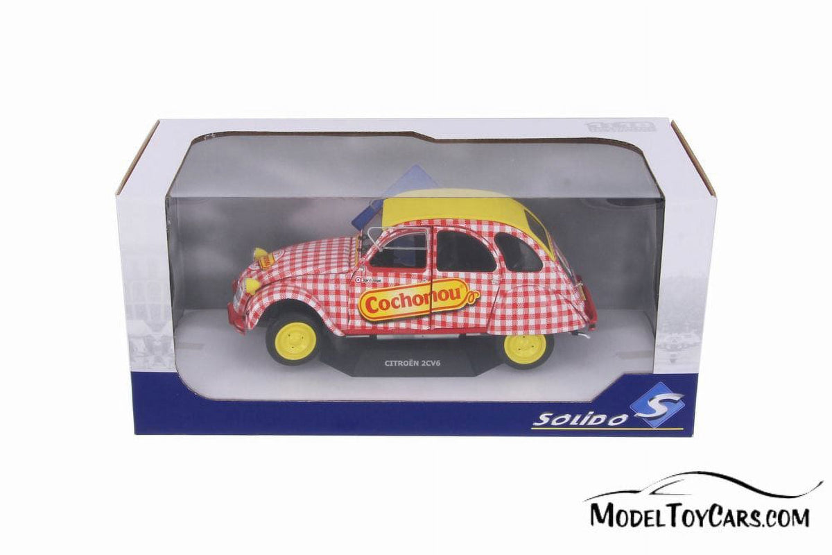 Citroen 2CV6 Cochonou Tour de France, Red with Yellow - Solido S1850021 - 1/18 Scale Diecast Model Toy Car