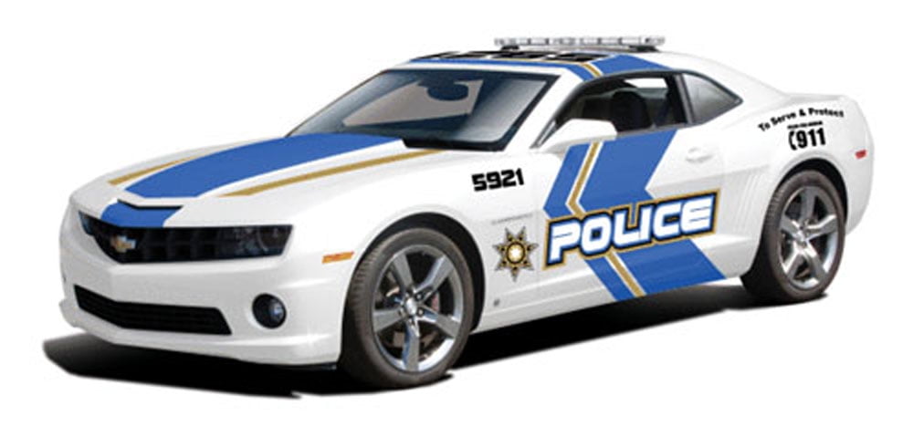 Diecast Car w/Display Case - Chevy Camaro SS RS Police Car, White - Maisto 31161 - 1/18 Scale Diecast Model Toy Car
