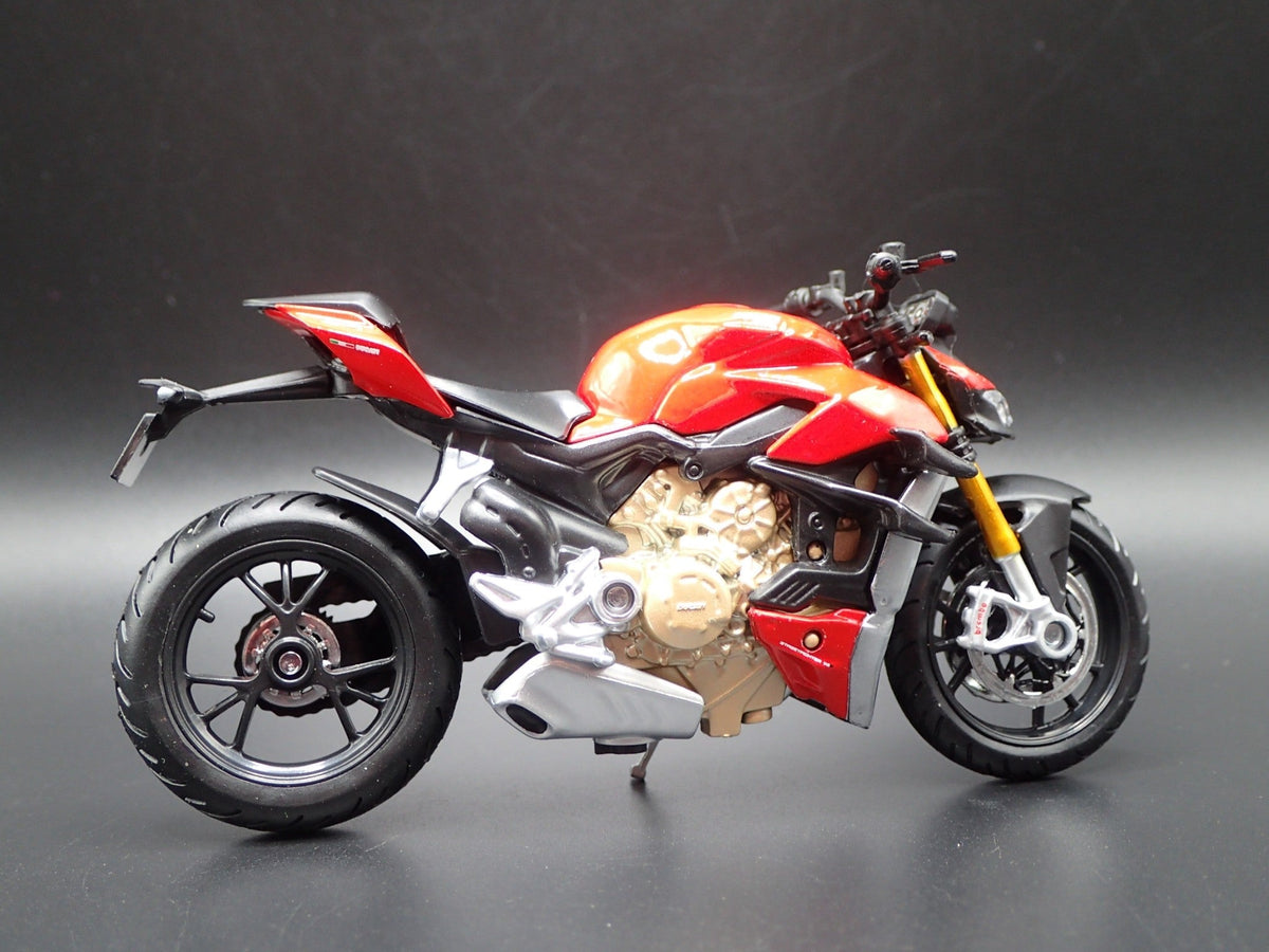 Open Box DUCATI SUPER NAKED V4S BIKE MOTORCYCLE RED 1/18 SCALE DIORAMA DIECAST MODEL BIKE