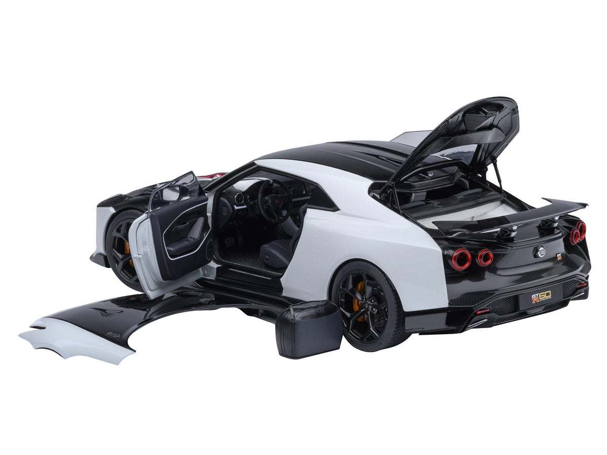 Nissan GT-R50 By ItalDesign Black and White Metallic 1/18 Model Car by Autoart