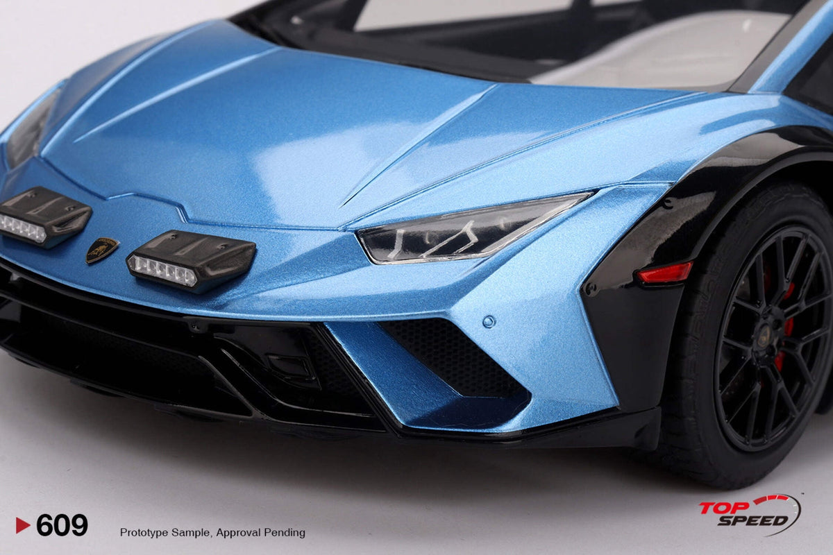 Lamborghini Huracan Sterrato Blu Aegir Blue Metallic with Matt Black Top 1/18 Model Car by Top Speed
