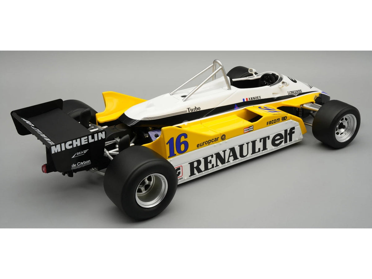 Renault RE30B #16 Winner F1 "Italian GP" (1982) "Mythos Series" with Display Case Limited Edition 1/18 Model Car by Tecnomodel
